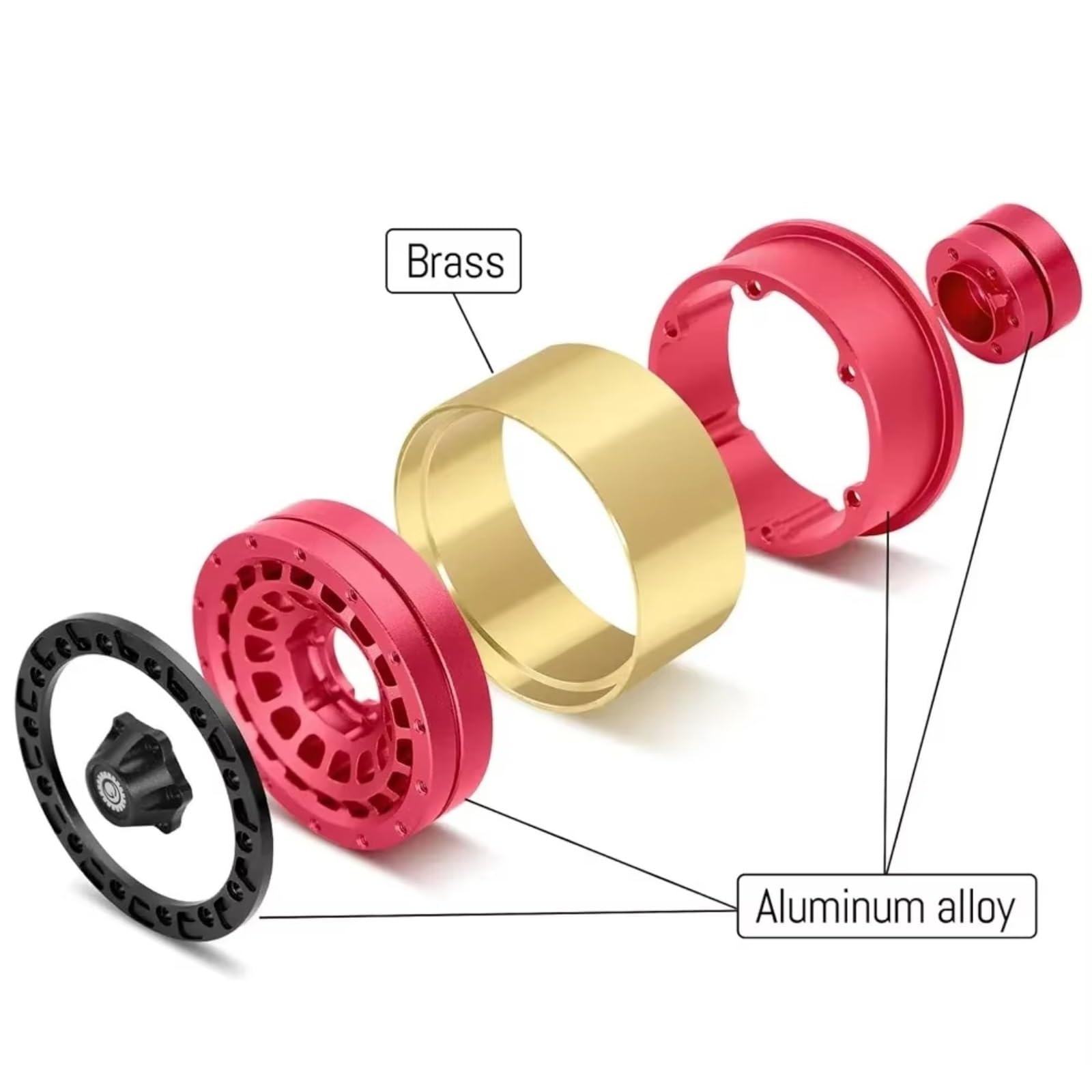 Cerchio Beadlock RC Per Axial Per SCX10 Per TRX4 90046 1/10 4PCS 1.9 "Ruote Beadlock Cerchi Lega Alluminio Aggiornamenti RC Crawler Accessori Auto(Silver)
