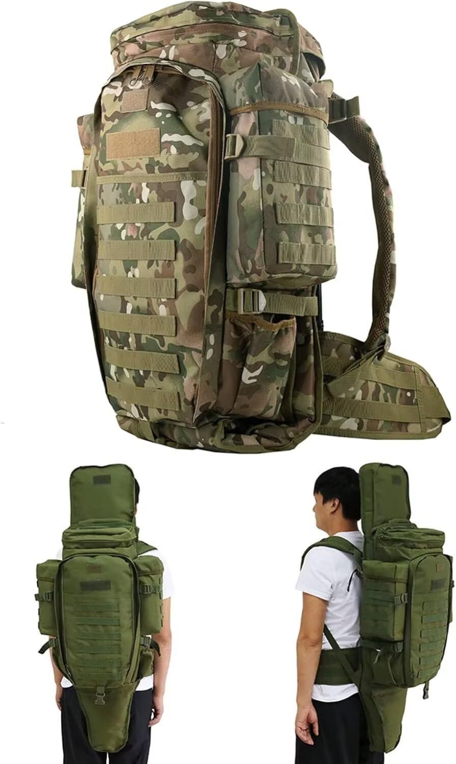 Genérico Funda Doble para Rifle Funda Acolchada con Cierre para carabina Funda Larga para Rifle Mochila para Rifle Funda para Rifle para Caza Campo de Tiro con Sistema Molle