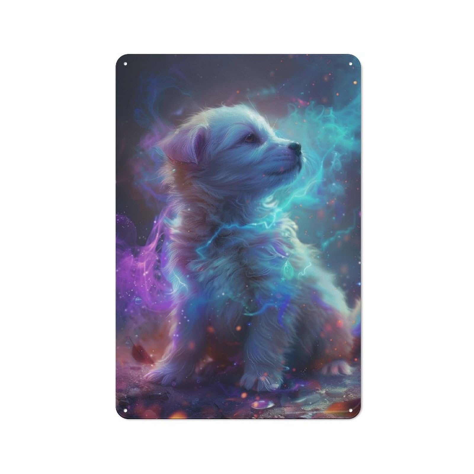 Junmoney Mystical Puppy Tin Wall Plaque 30X20cm With For Bar Or Restaurant, Autumn Wall Decor For Hospitality Decor Collectors