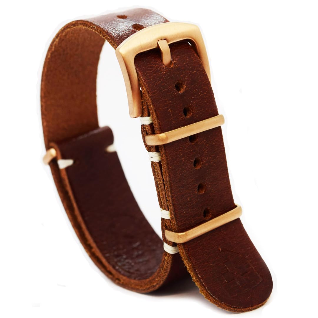 NATO Watch Strap Zulu Band Leather Military Oiled Long Brown Whiskey Canvas  Stylish Stainless Steel Buckle Choose Size 18mm 20mm 22mm 24mm