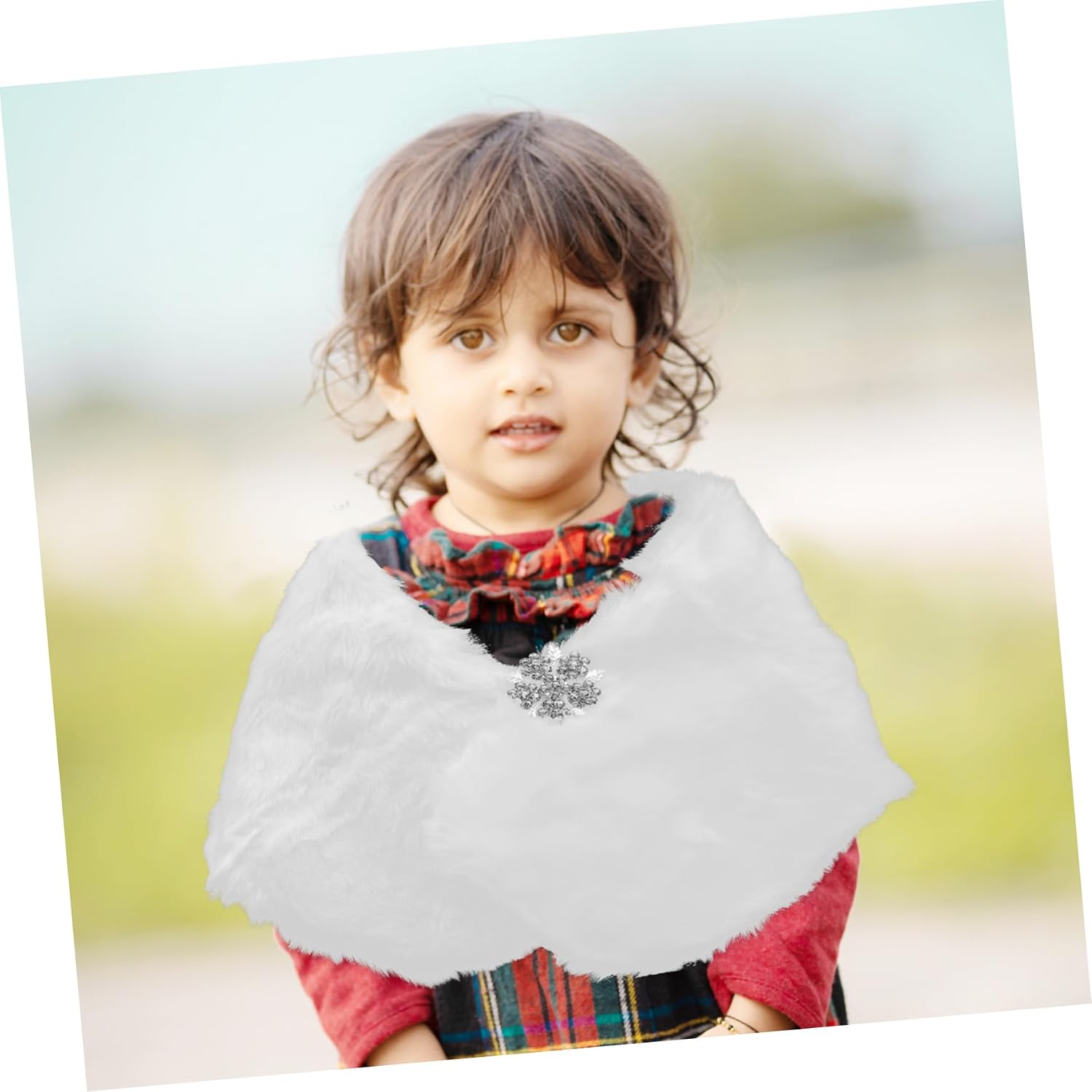 Veemoon Little Girls Faux Fur Wrap Shawl Winter Warm Decorative White