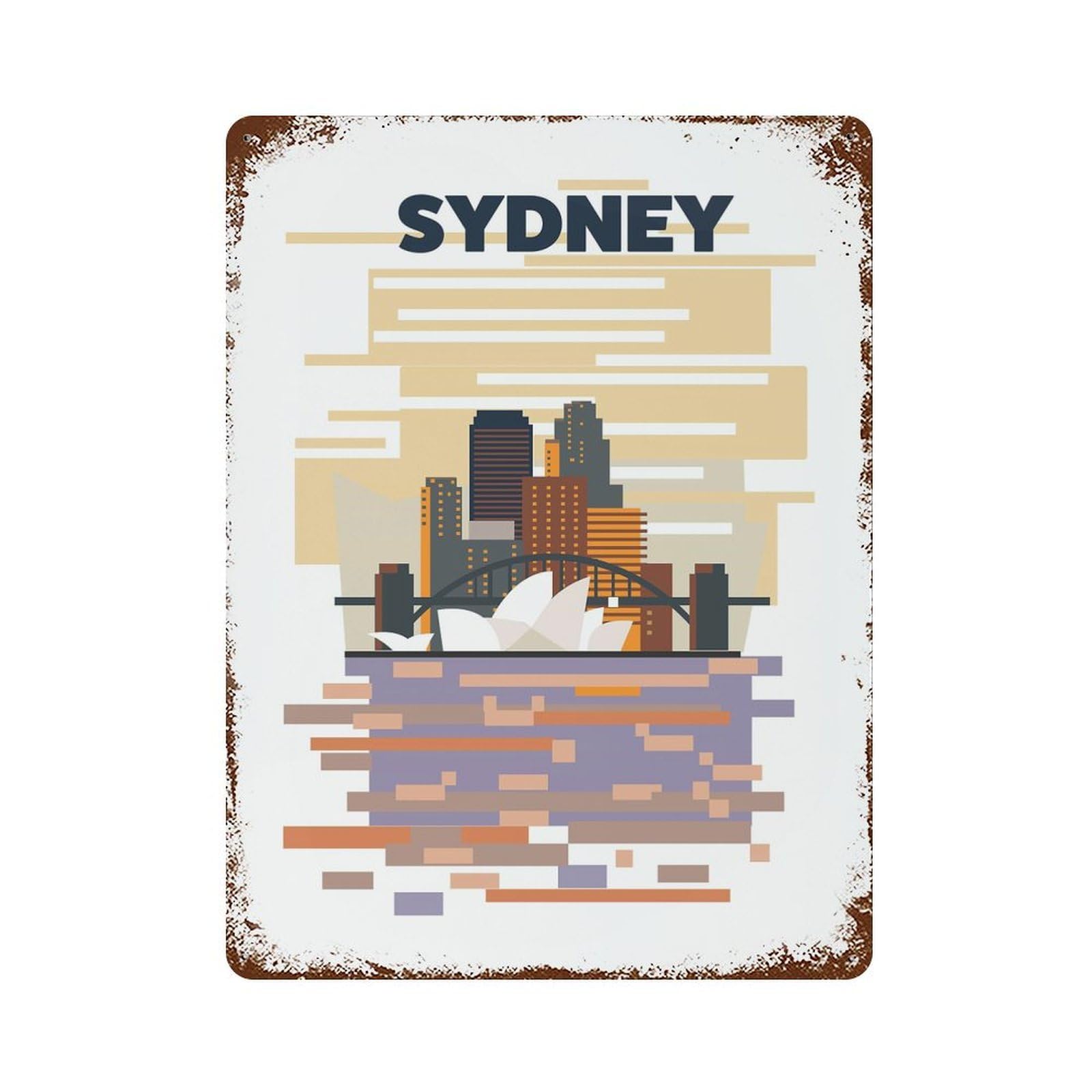 Garage Style Sydney Harbour Distressed Metal Wall Sign 15.7"x11.8", Vintage Wall Decor for Bar And Workshop