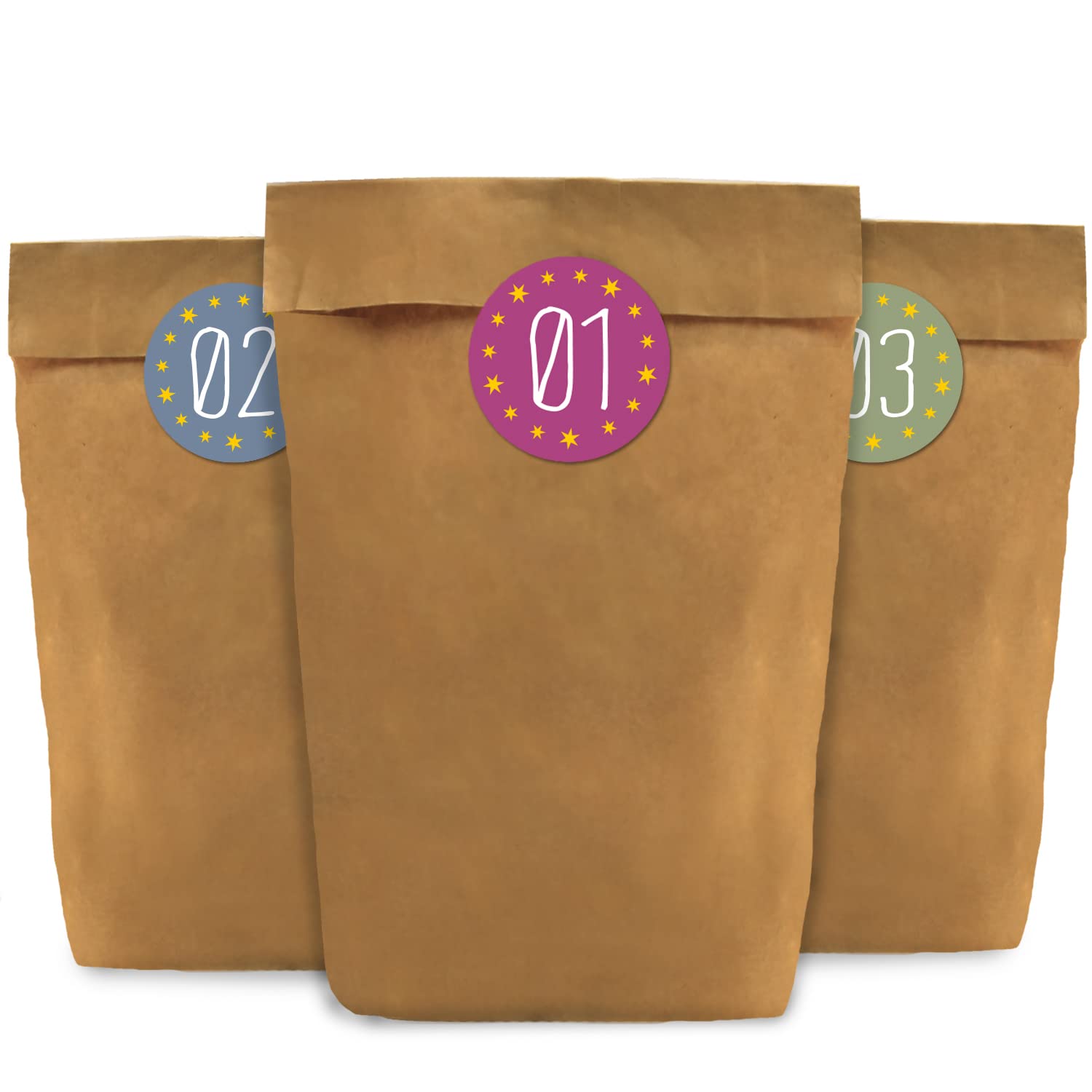 Calendario Dell'Avvento Fai Da Te - 24 Sacchetti Di Carta Kraft + 24 Adesivi Natalizi, Per Regali E Sorprese Calendario Dell'Avvento Fai Da Te - 24 Sacchetti Di Carta Kraft + 24 Adesivi Natalizi, Per Regali E Sorprese
