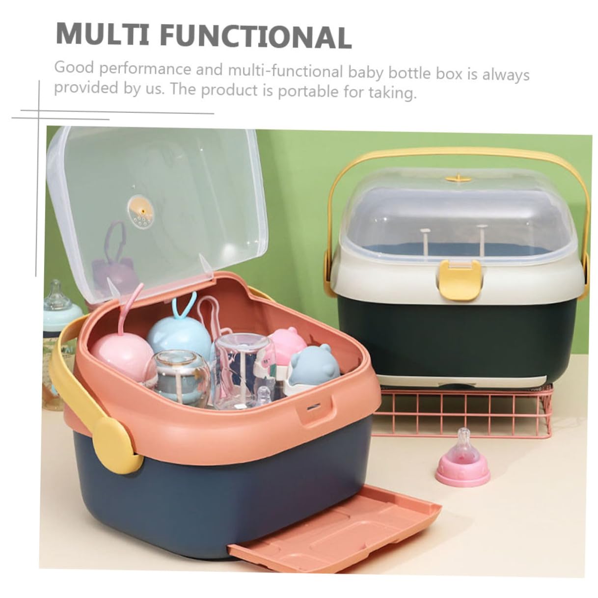 Aufbewahrungsbox mit Deckel Multifunktionale Babyflaschen aus Pp Flaschenhalter zum Trocknen und Staubdichtem Lagern für Babyprodukte im Haushalt