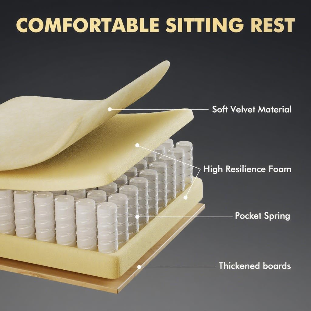 Huracan Gaming Stuhl mit Massage Lendenwirbelstütze, Verstellbare Armlehnen Gaming Chair, Gamer Stuhl Ergonomisch mit Fußstütze, Samtstoff, 90-160° Rückenlehne verstellbar Gaming Sessel, 150KG（Beige）