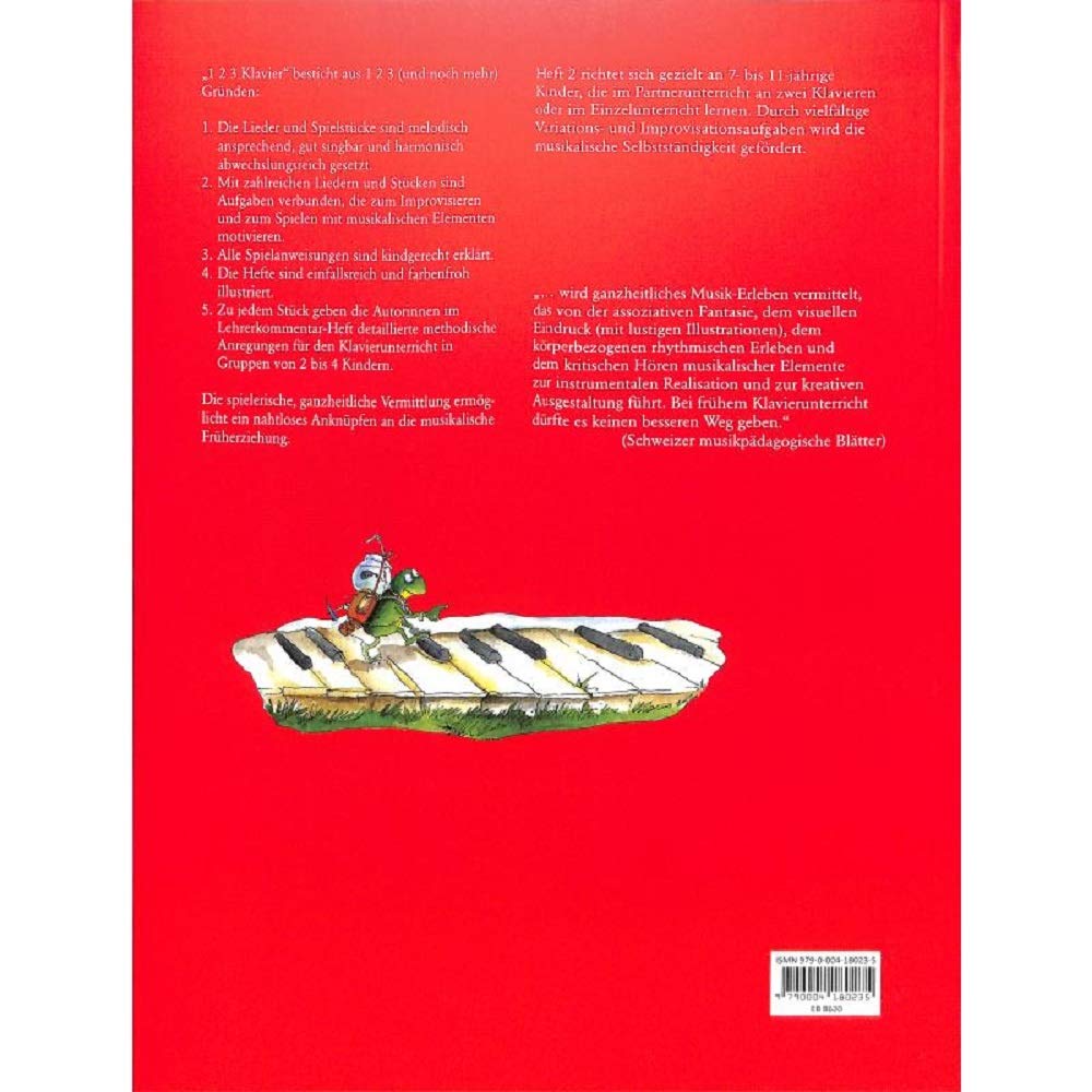 1 2 3 Klavier Band 2 inkl. praktischer Notenklammer - die Klavierschule für 7-11 jährige Kinder mit vielen farbigen Illustrationen sowohl für den Gruppen- als auch für den Einzelunterricht (Taschenbuch DIN A4 quer) von Claudia Ehrenpreis und Ulrike Wohlwe