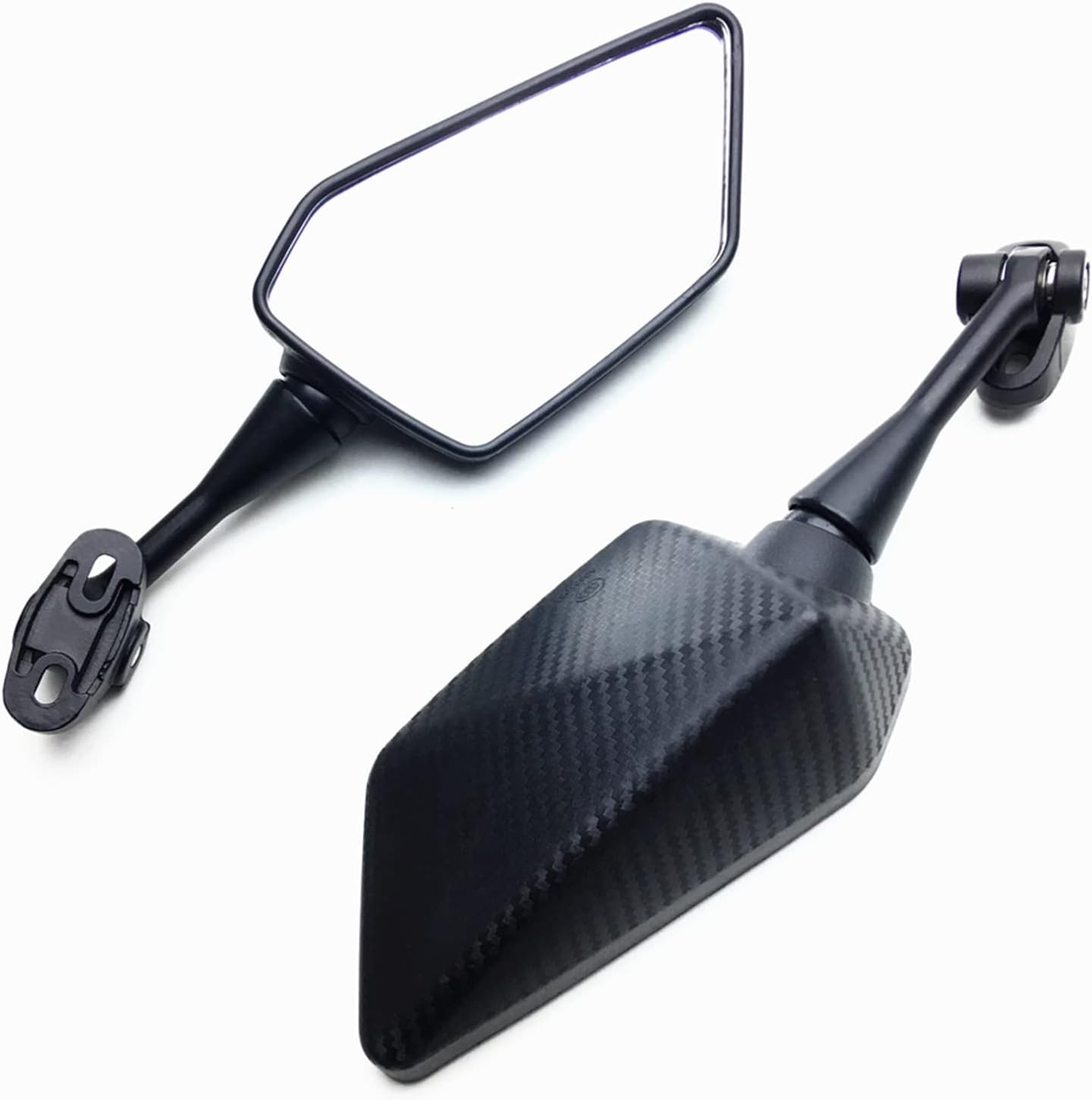 モーターサイクルリアビューミラーサイドバックミラーバックミラーブラックイミテーションカーボンファイバーパターン に適合するヤマハ Y