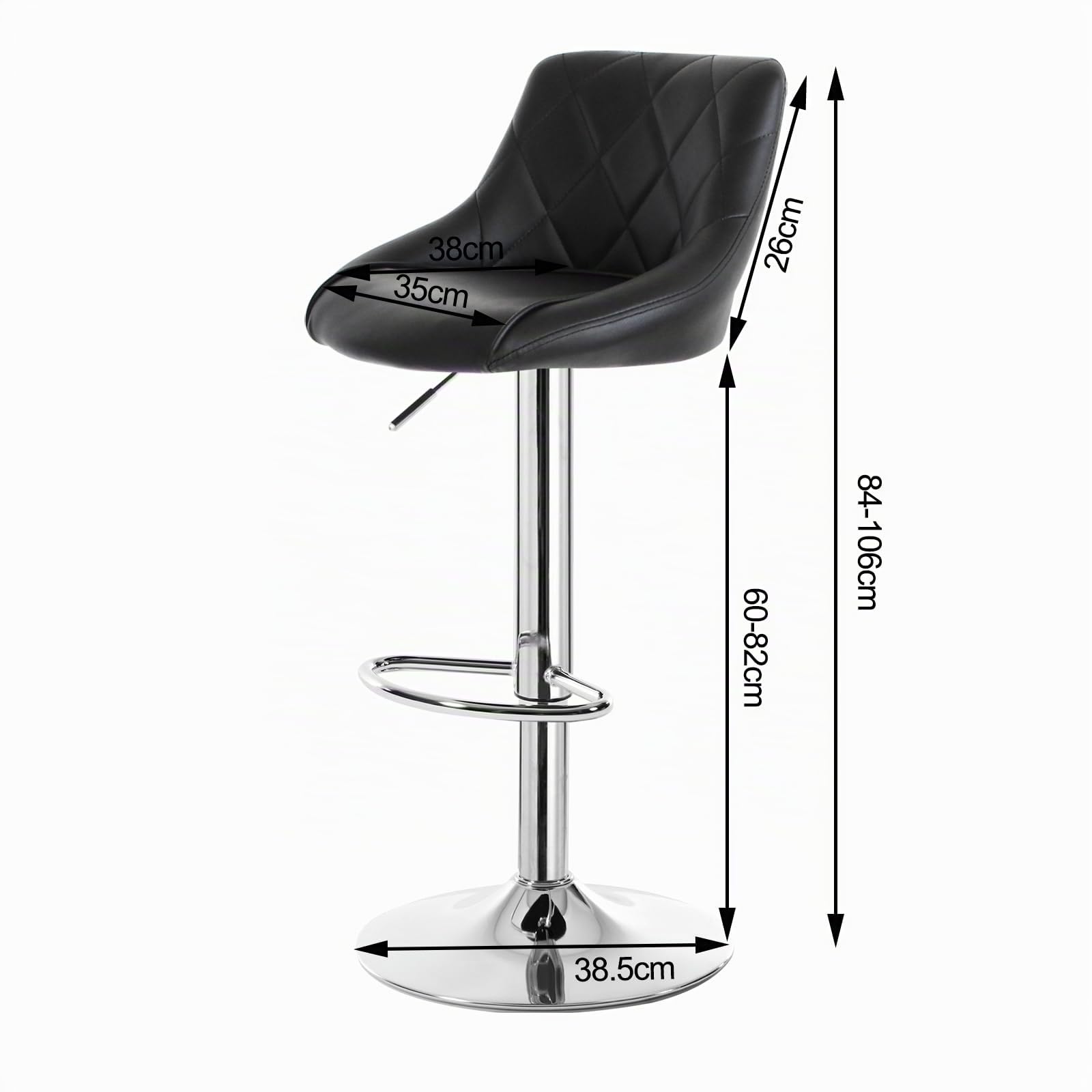 WOLTU Sgabelli Bar Alti Set 2, Sedia Girevole Cucina, Nero | Sgabello con Schienale Poggiapiedi in PU, Regolabile in Altezza, per penisola cucina, Bancone