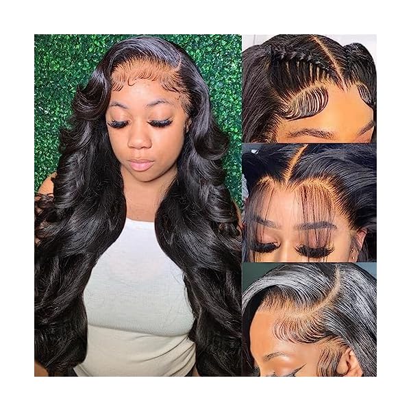 QUANDIAN 28 Inch Body Wave Lace Front Wigs Human Hair 13X6 HD Lace Frontal Wigs Human Hair 180% Density Glueless Wigs Human Hair Pre Plucked for Women Brazilian Virgin Body Wave Wig Natural Color