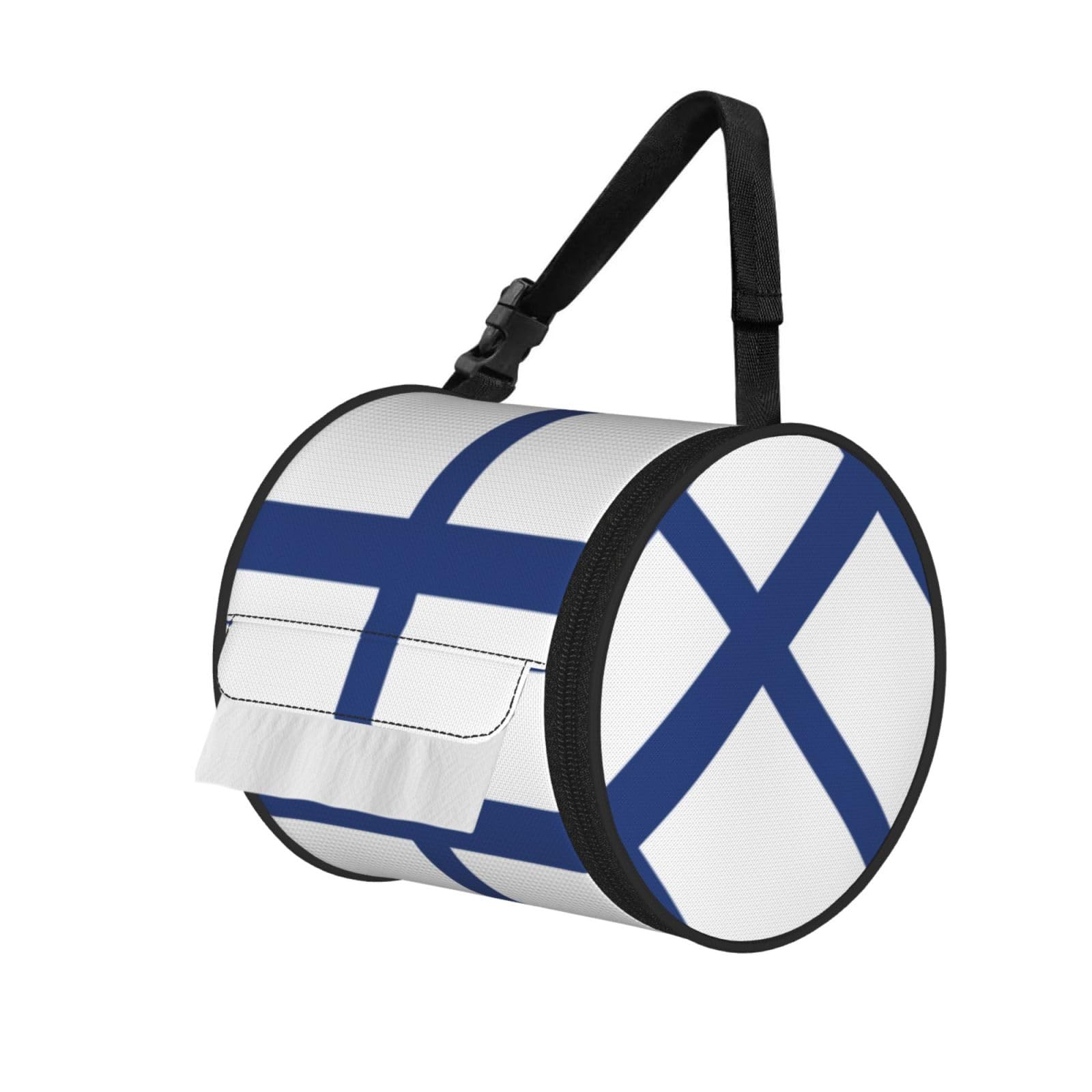 Finnish flag Printed Portable Tissue Roll Case, Standard-Size Fit, Oxford Cloth for Wall Camping Backpack
