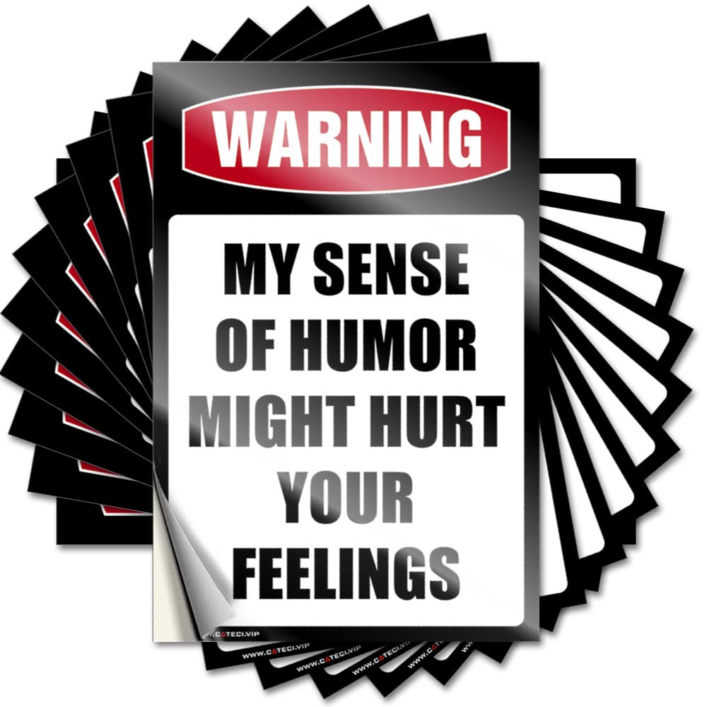 Stickers Large Easy Apply | Warning My Sense of Humor Might Hurt Your Feelings! Spicy Decor Peel and Stick(12X18CM)