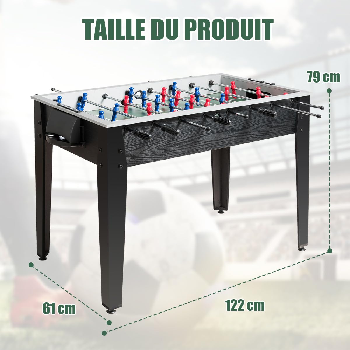 COSTWAY Table de Baby-Foot avec 26 Joueurs & 2 Mini Ballons de Football, Table de Jeu avec Pieds Réglables & Marqueur, Jouet d'arcade pour Adulte et Enfant pour Fête Bar Salle de Jeux