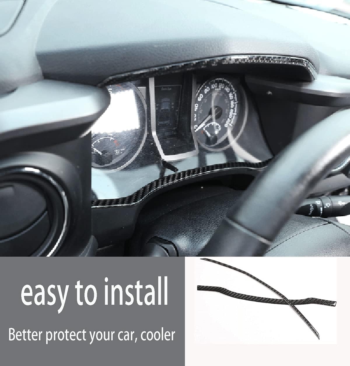 Car Accessories for Tacoma 2015 2016 2017 2018 2019 2020 2021 2022 Soft Carbon Fiber 3D Sticker Car Dashboard Decoration Cover Trim Sticker Interior 2 PCS OC05882
