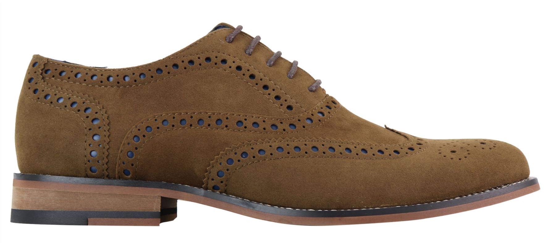 Mens Lace Real Suede Brogues Shoes Gatsby Classic 1920s Blue