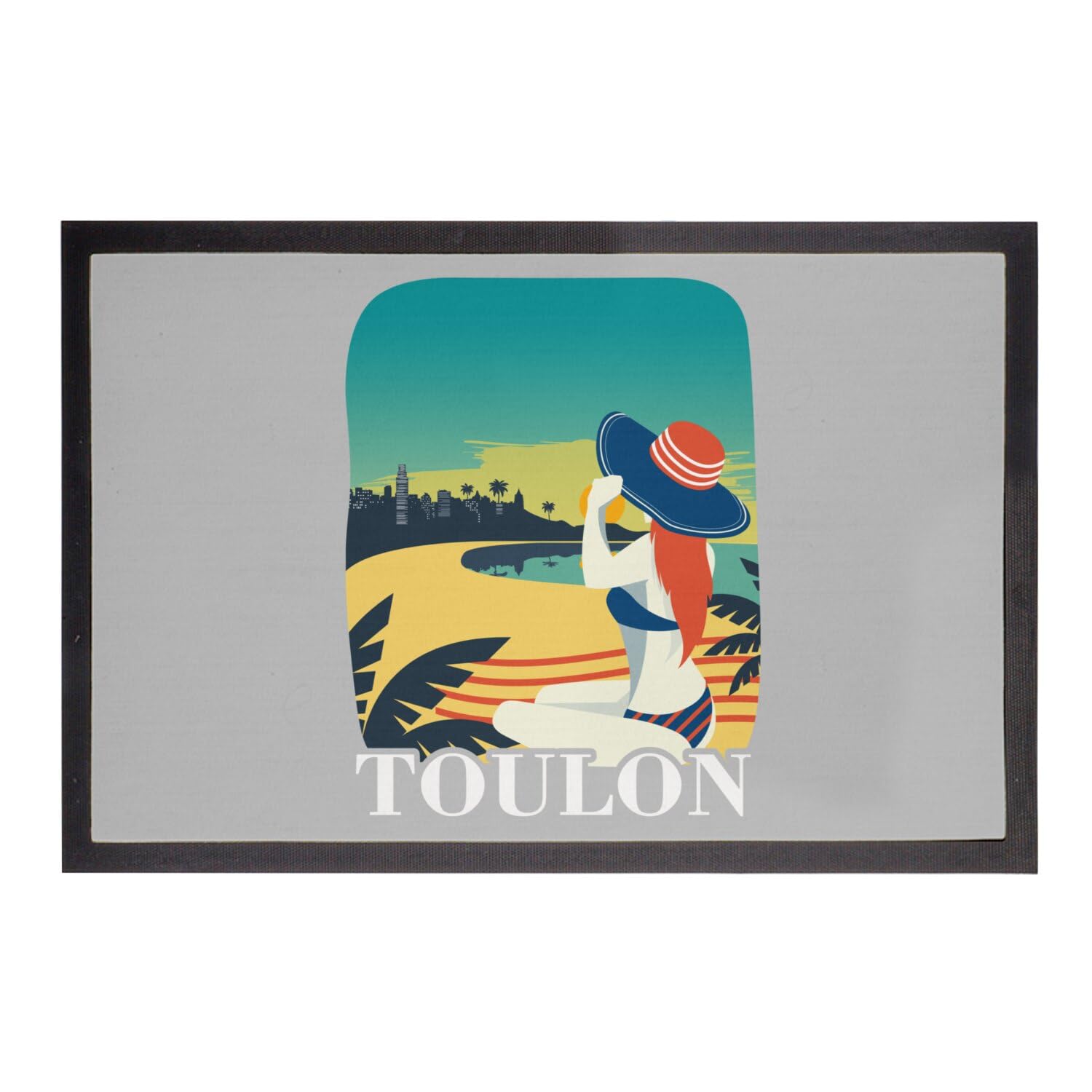 Paillasson Gris Toulon Plage idéal pour une entrée ambiance vacances d'été