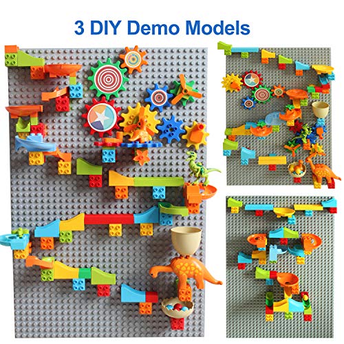 COUOMOXA Marble Run Building Block Set Gear Building Set Classic Big Building Blocks Dinosaur Garden Blocks Educational STEM Toy Bricks Set Kids Race Track Luxury Gift for Kids
