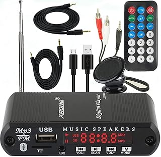 Bluetooth Audio Receiver FM Radio,MP3 Digital Player,LED 4-Digital Display,SD Card/USB Playback 3.5mm Audio Output(Black)