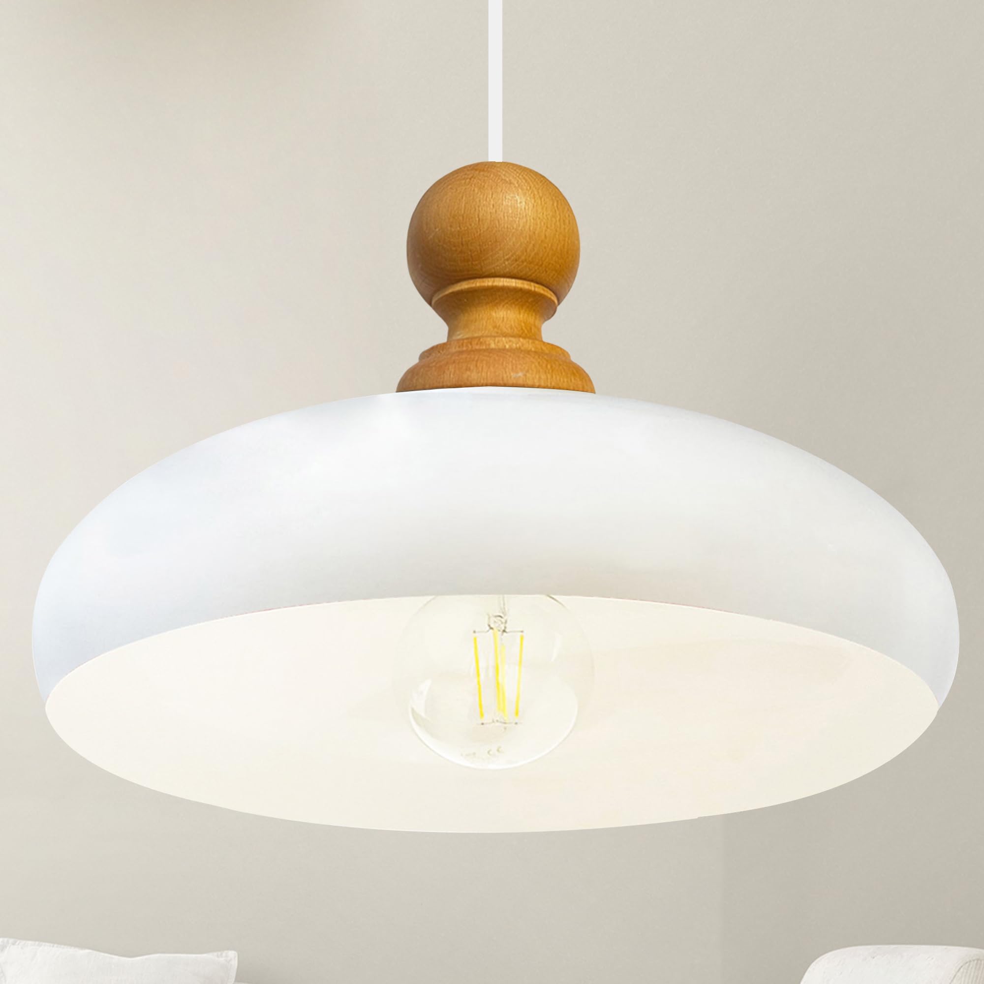 bamyum Androa Industrial Ceiling Light Ø40 cm Metal Ceiling Lamp Lighting Fixture Mid Century Modern Lamp Modern Chandeliers Vintage Light, White — image 1