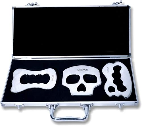 STICKON Juego de herramientas de masaje de raspado Gua Sha de acero inoxidable, herramientas IASTM, gran herramienta de movilización de tejidos