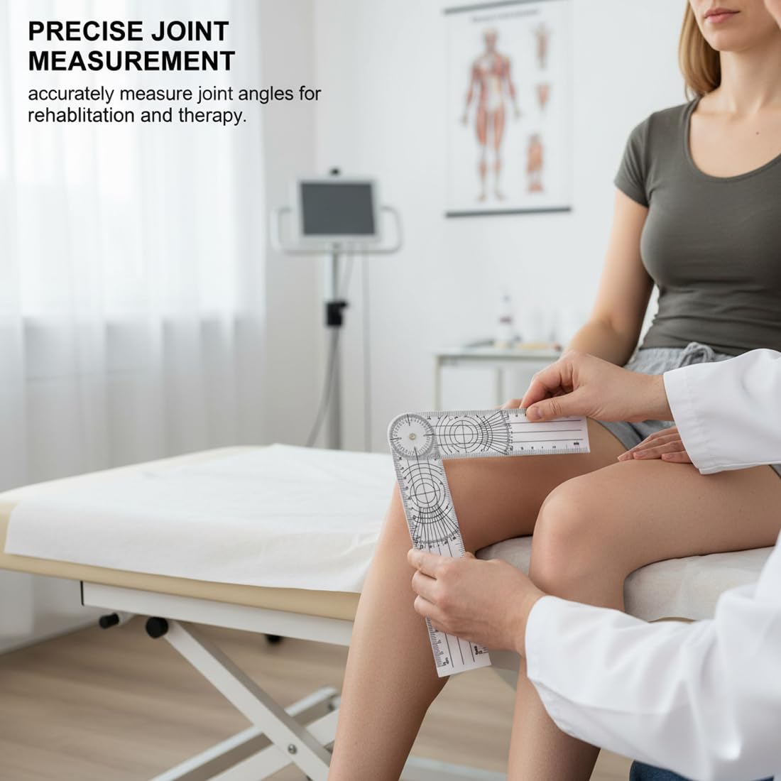 Goniometro in PVC per Fisioterapia, Misuratore di Angoli Medico, Protrattore Trasparente 360° 36 cm