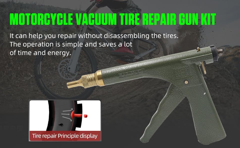 Image of Tire Repair Kits, Tire Pluger Motorcycle Tubeless Vacuum Tire Plugger Repair Tool Kit with 32PCS Rubber Plugs Tire Plug Gun Kit with Mushroom Plug for Motorcycle Dirt Bike ATV Lawn Mower