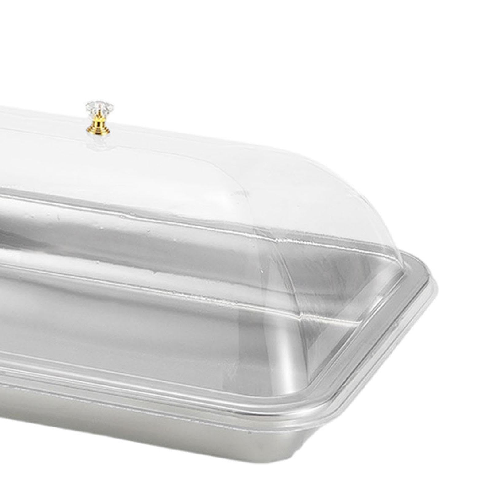 Sharplace Servierplatte aus Edelstahl 304 mit gewölbtem Deckel, rechteckige Servierplatte für Speisen, Restaurants, Desserts, Hochzeitstorten, 36 X 27 X 5 cm