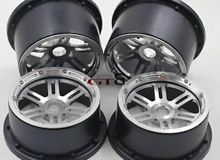 GTBRacing Strengthen Mixed Front and Rear Wheels Hub Rim Set for RC Car 1/5 HPI Baja 5B SS 5SC (with Silver Ring)