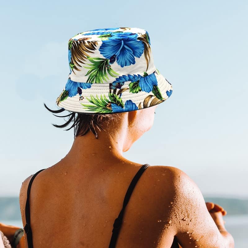 Bucket Hat Cotton Double-Side-Wear Reversible Sun Hat for Women Men, Summer Vacation Travel Beach Packable Fisherman Hat - Image 4