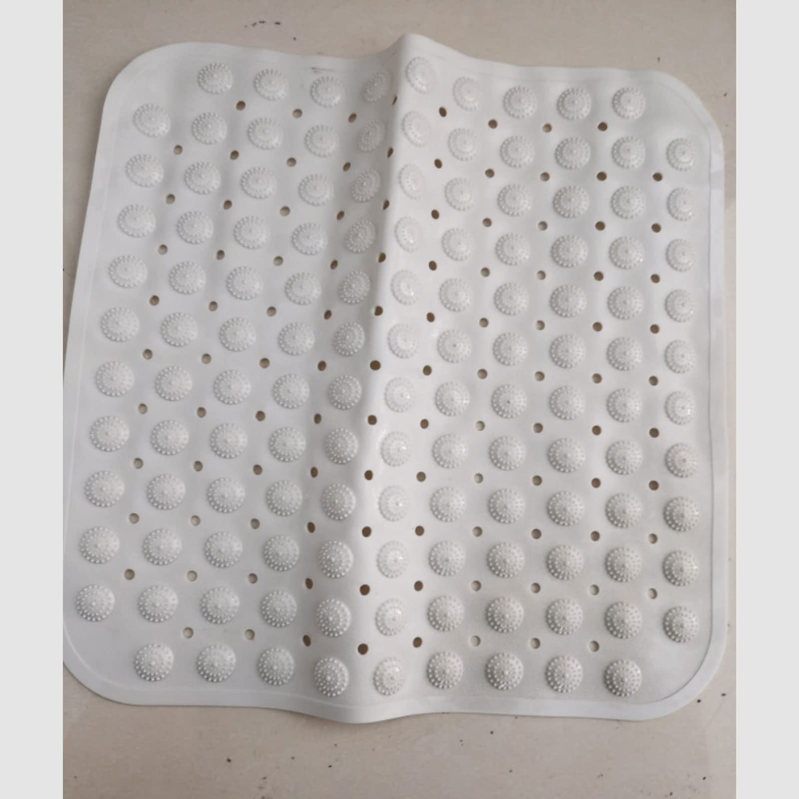 Alfombrilla de baño antideslizante de PVC para baño, redonda, de silicona, antideslizante, alfombrilla de masaje con ventosa, alfombrilla de ducha con partículas de masaje (blanco)