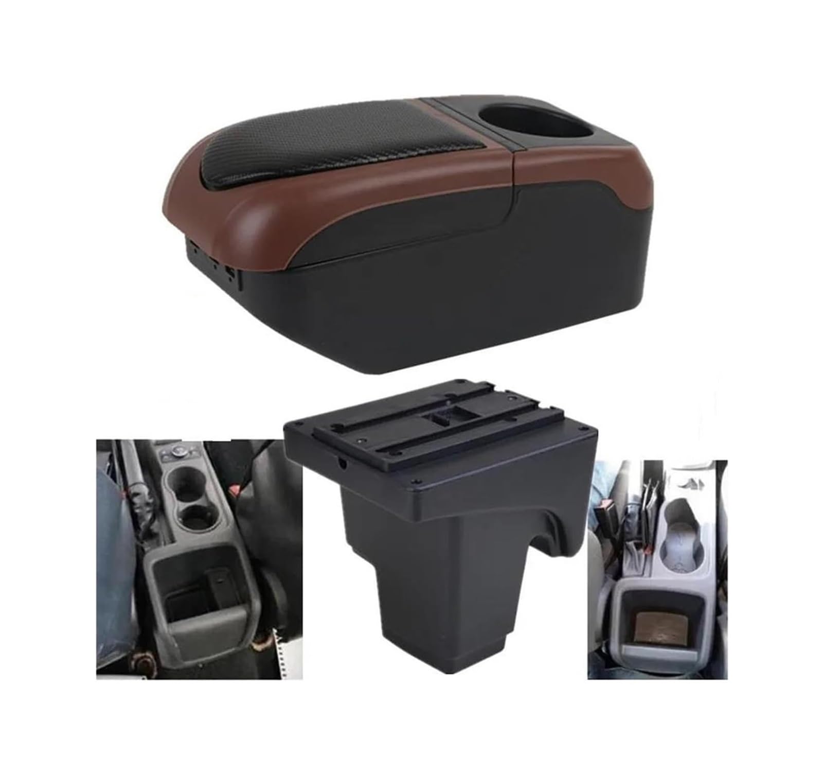 Hckclmbmzw S1 Black-Coffee 6Usb For Focus 3 Mk3 2011-2023 Leather Console Storage Box Accessories Car Armrest Car Armrest Center Console(S1 Black-Coffee 6Usb)