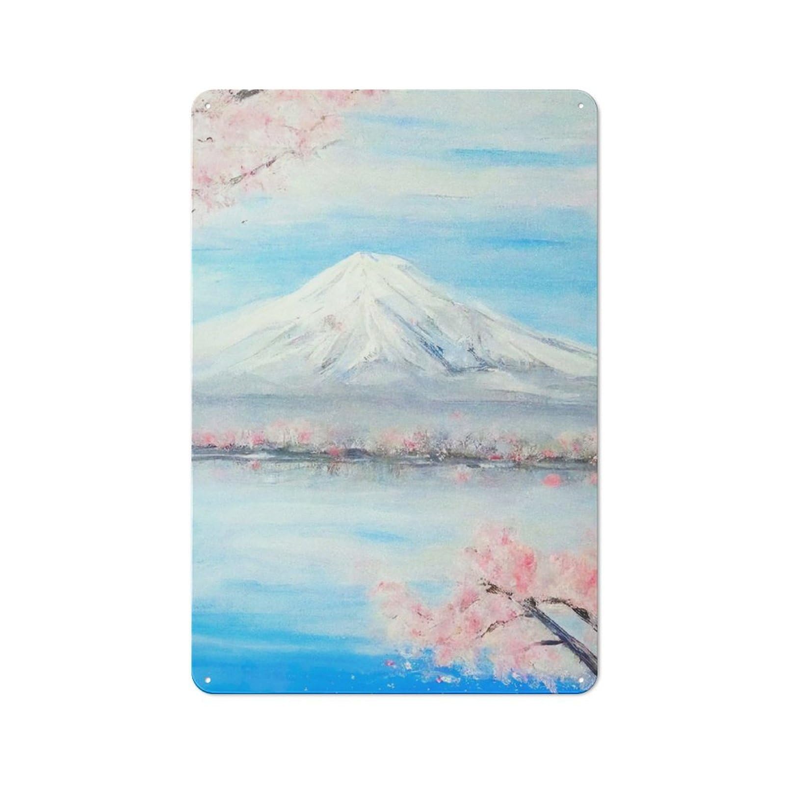 Junmoney Fuji Blossom Metal Wall Sign 30X20cm Featuring For Living Room Wall, A Decorative Gift For A Newly Furnished Living Room