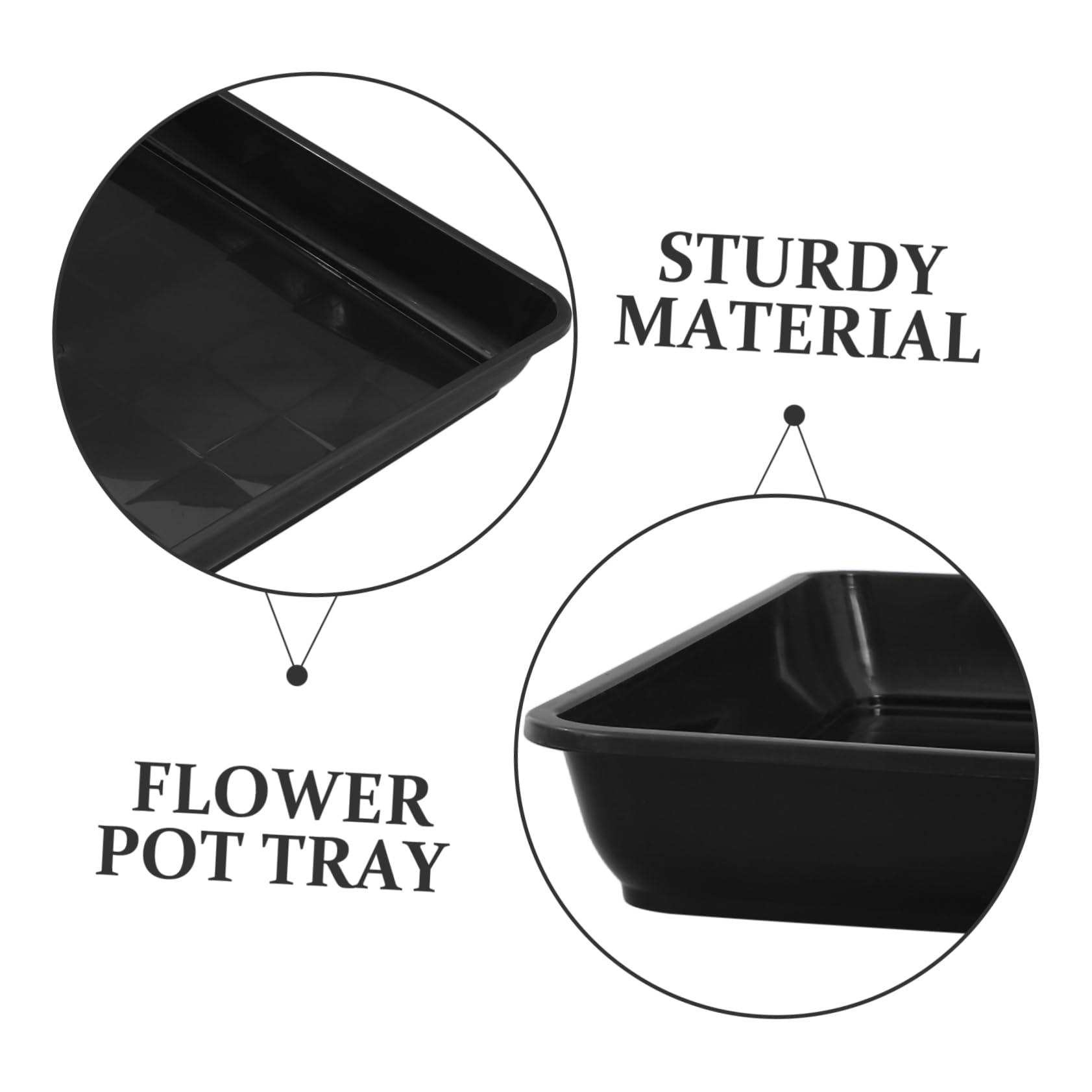 Platillos para Plantas de Exterior Cuadrados 2 Piezas 40 Cm Negro Resistente PP para Jardinería y Macetas Drenaje para Uso en Balcón y Terraza
