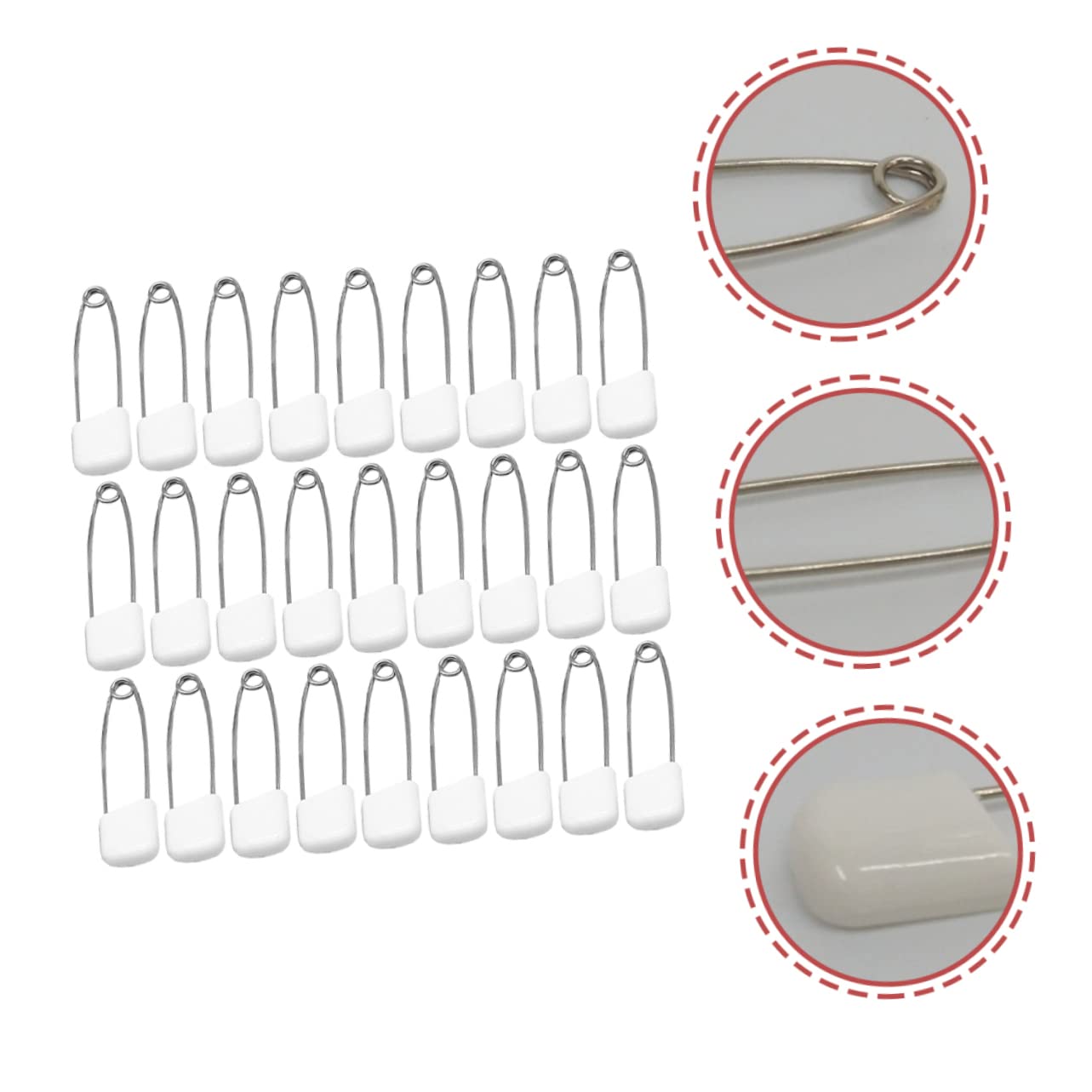 VILLCASE 100pcs Baby Diaper Pins Large Cloth Safety Pins Plastic Head for Bibs Comfortable Fastening for Nappies