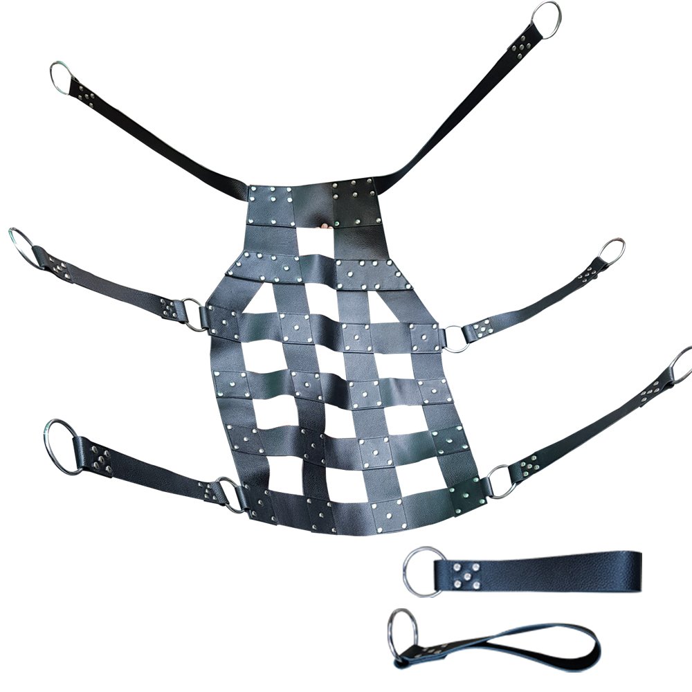 Sangle en cuir robuste – Balançoire en cuir véritable avec étriers et anneaux de suspension sécurisés (noir)