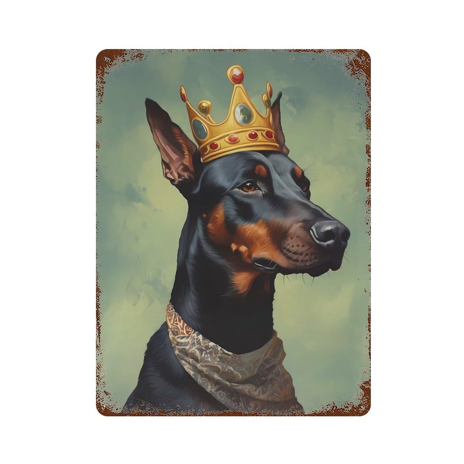 Garage Style Doberman Pinscher Dog Distressed Metal Wall Sign 15.7"x11.8", Decorative Metal Wall Art for Bar And Workshop