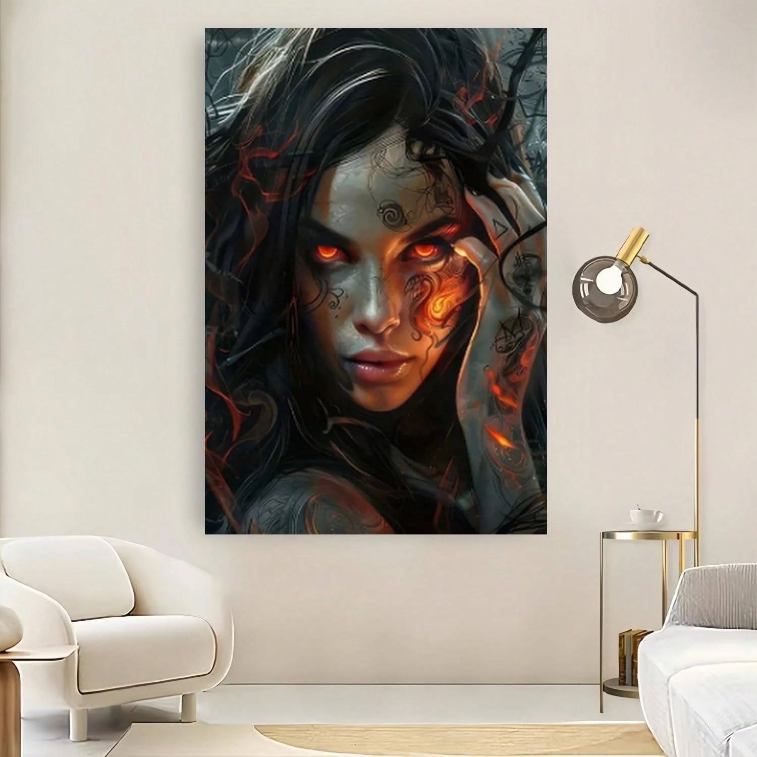 CWZBFEH Modern Art Decor Woman in Tattoos Canvas Wall Art, Home Decor(40x50cm/No frame)