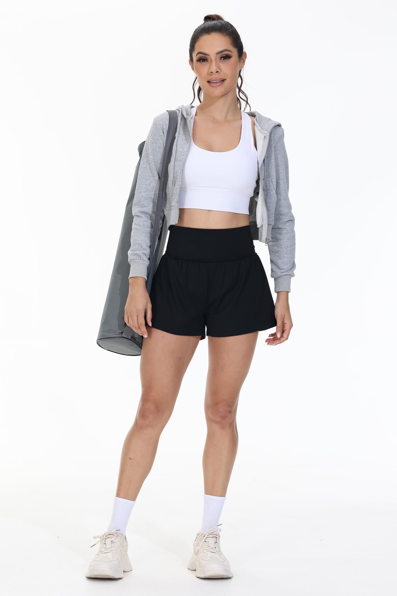 Blaosn Flowy Laufshorts für Damen, Workout, athletisch, Fitnessstudio, Yoga, hohe Taille, mit Taschen, niedlich, kurze Hose, lässiger Sommer