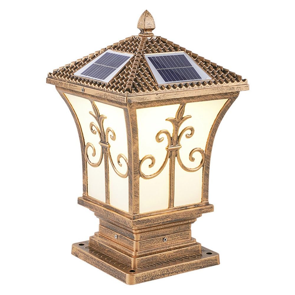 Lampe Solaire Extérieure Étanche À La Pluie avec Télécommande pour Poteau, Idéale pour L'Éclairage De Clôture, Jardin, Terrasse Ou Allée.,Bronze(Solar Energy)-Medium