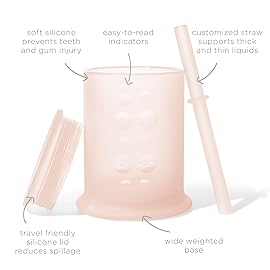 Olababy Silicone Training Cup with Straw Lid | Babies Water Drinking Cup | 6+ Mo Infant To 12-18 Months Toddler | Sippy Cup For Kids & Smoothie Cup | Baby Led Weaning (Coral, 5 oz)