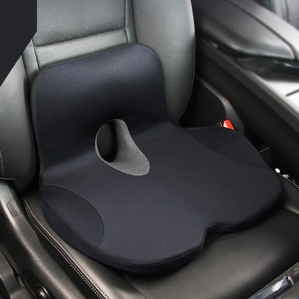 for Chevy Suburban 2021-2025 Car Seat Cushion Memory Foam L-Shaped Integrated Seat Cushions with Lumbar Support Ergonomic Coccyx Relief,Black-normal