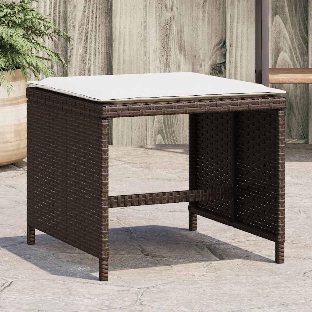 Fengshui Taboret rattanowy PE zestaw 4 szt. brązowy 41 x 41 x 36 cm