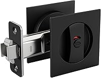 Vista 15 de goldenwarm Cerradura de Puerta de Bolsillo Cuadrada Negra Mate, Herrajes para Puerta de Bolsillo para Orificio Redondo de 2-1/8'', Manijas de Puerta