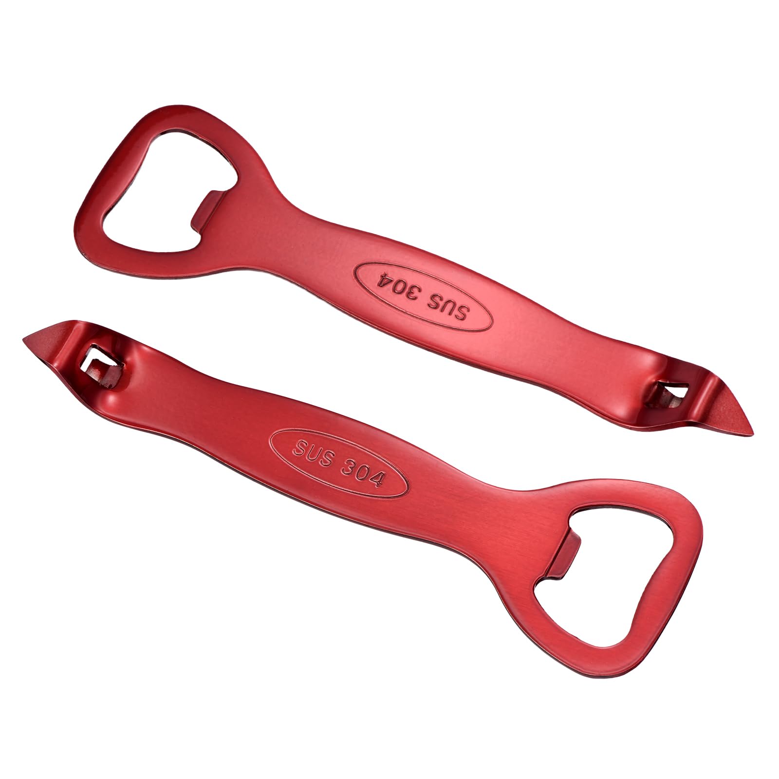 sourcing map 2Pcs Church Key Can Manual Bottle Opener for Kitchen Red