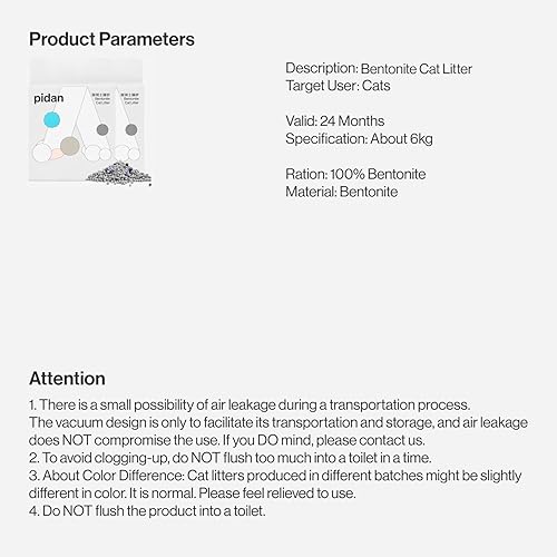 Miniatura 7 de pidan Cat Litter Bentonite - Embalaje al vacío ultra absorbente y de secado rápido en 3S con carbón activado (13.2 libras x 2 bolsas)