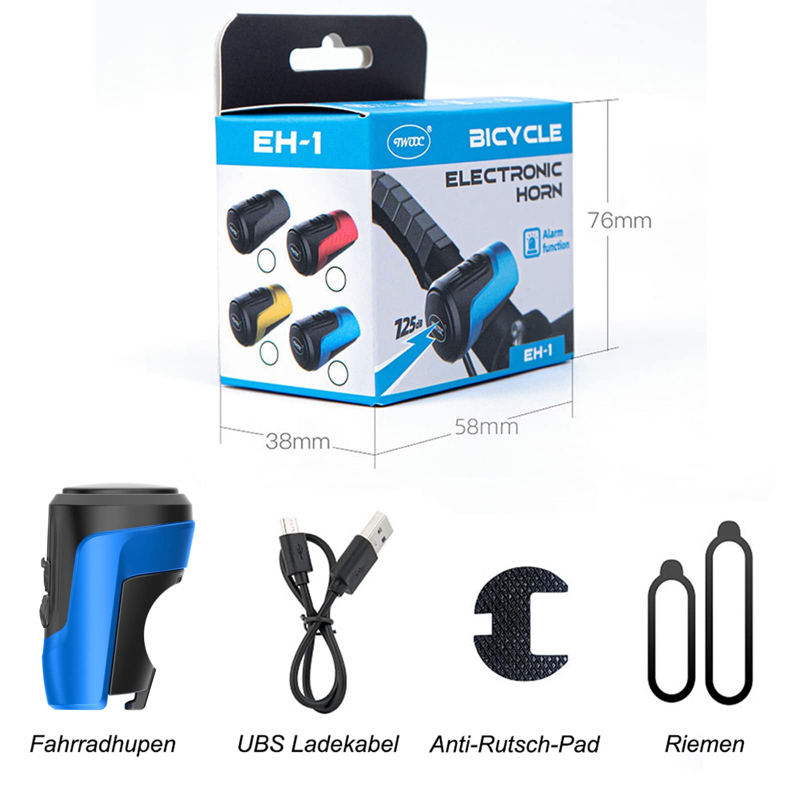 Timbre Bicicleta Electrónico, 125dB Fuerte Alarma Antirrobo Bocina Bicicleta Eléctrica 1 Sonido Modos USB Recargable, para Adultos MTB/Carretera/BMX/Patinete Eléctrico (Rojo)