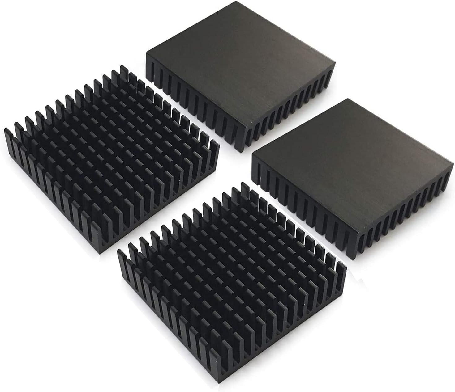 4 Pcs Heatsink 40 x 40 x 11mm / 1.57" x 1.57" x 0.43"(LWH), Aluminum Radiator Heat Sink Cooling Cooler Fine for Computer, Power Transistor, FET, IC, Power Amplifier, Voltage Regulator, MOSFET-Black