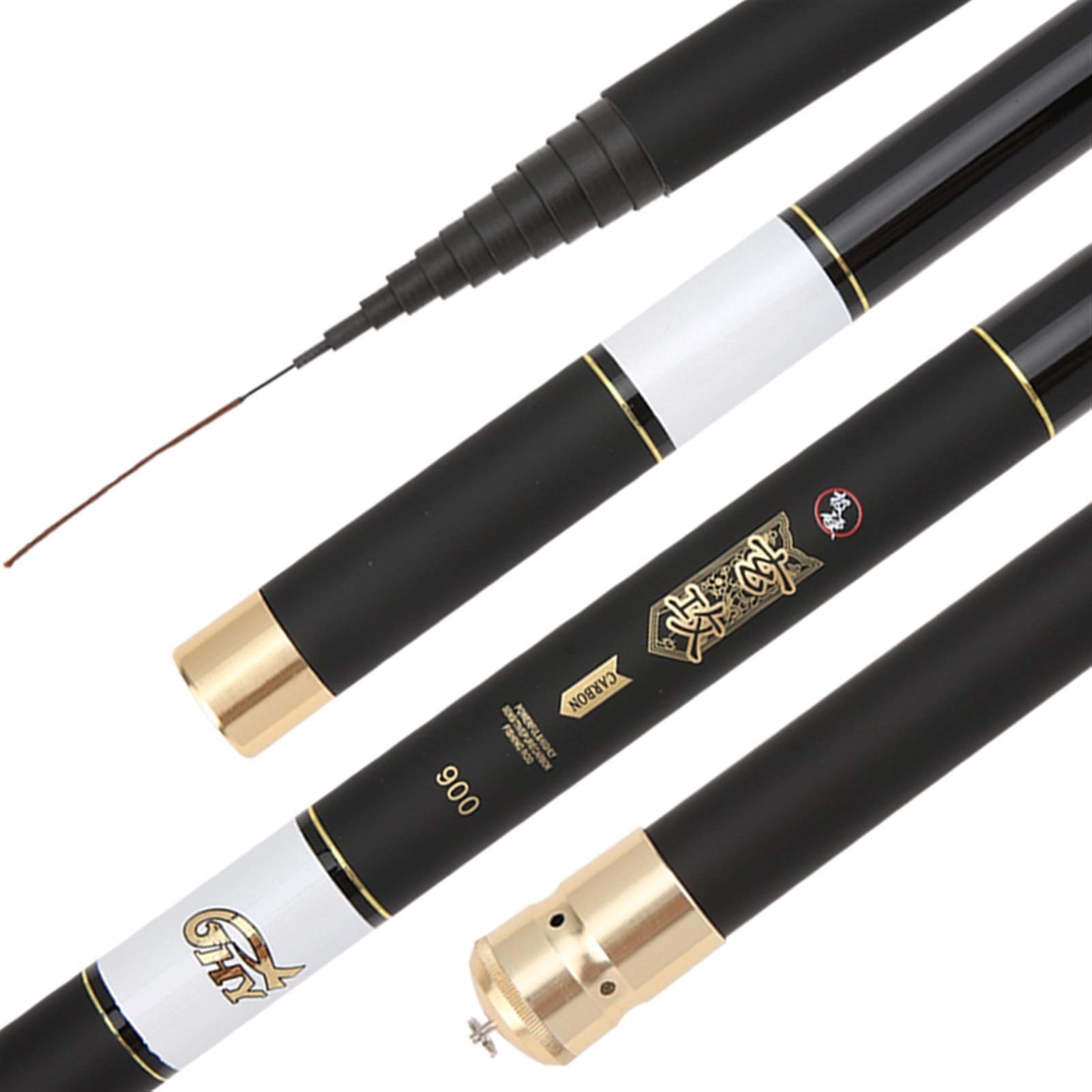 Extra Largo Alto Carbono 8 m 9 m 10 m 11 m 12 m 13 m Caña de Pescar Poste de Mano Ultra Duro Super Light Telescópico Punta de Repuesto (Color: Negro, Tamaño: 8 m)