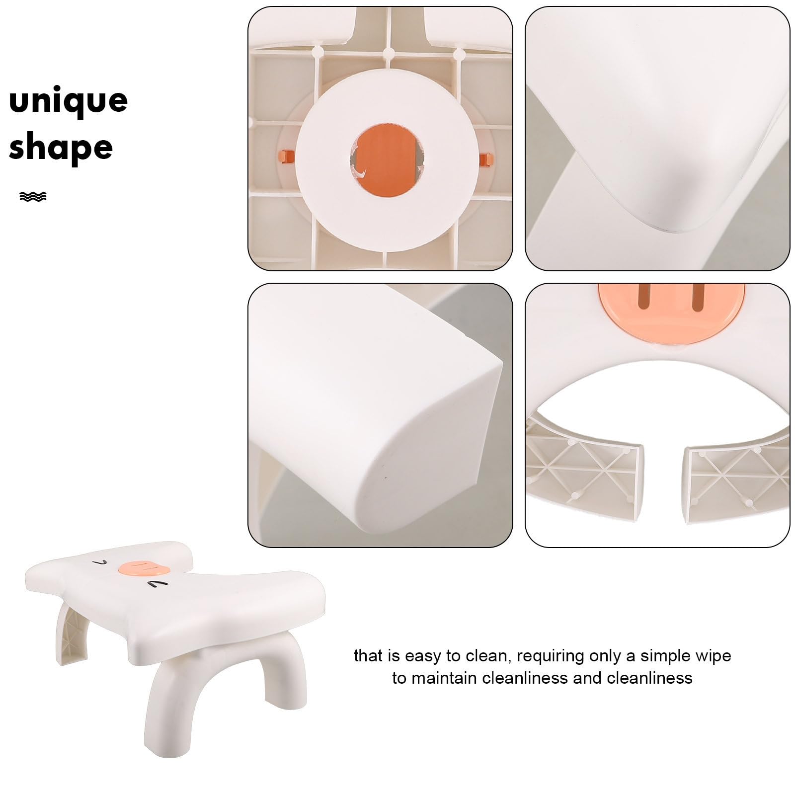 Toilettenhocker aus ABS mit Anti Rutsch Füßen, Weiß