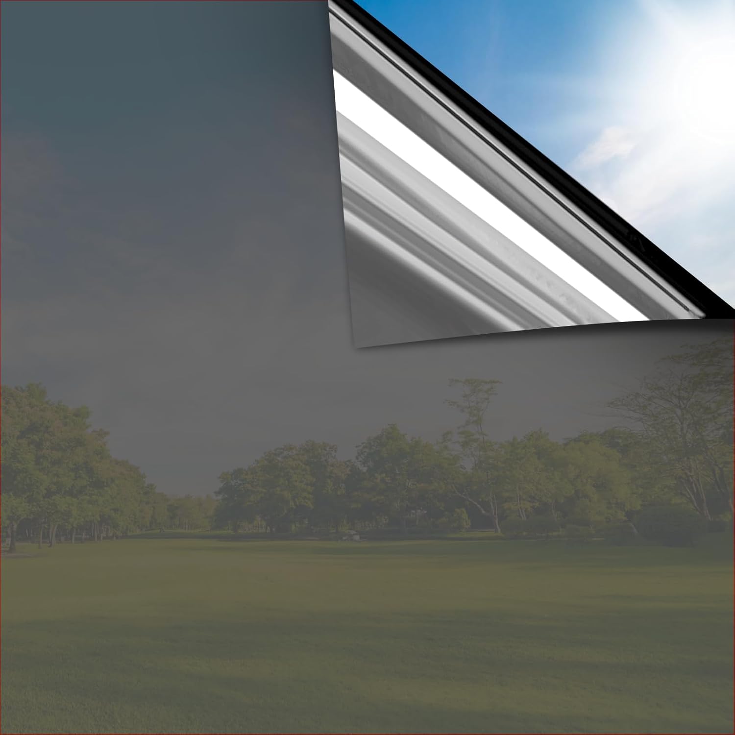 Tatub 23.6"x78" One Way Window Film Daytime Privacy Static Cling Mirror Window Tint for Home Office Door Living Room, Heat Reflective UV Blocking House Window Mirror Glass Tint, Black-Silver