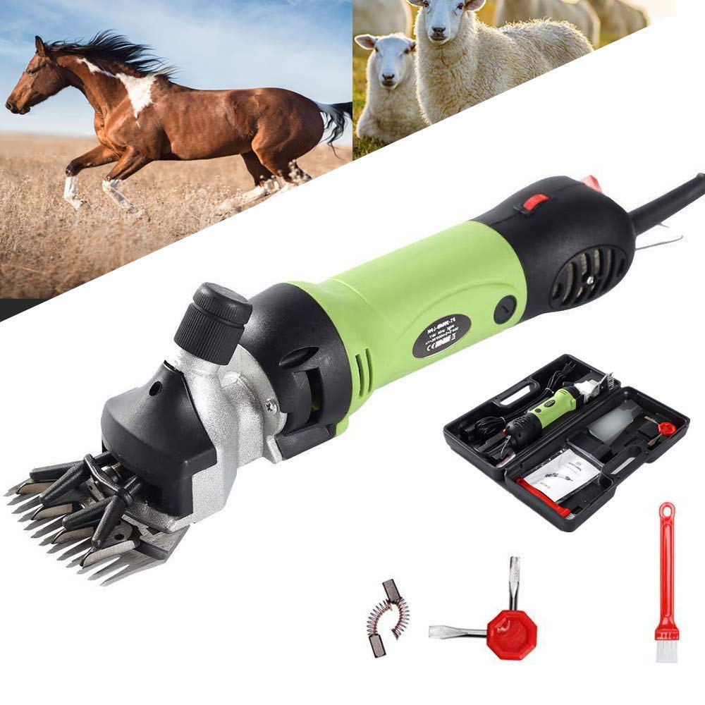Esquiladora Ovejas Cortadoras eléctricas profesionales para trabajo pesado 320W, cortadora de cabello de 6 velocidades, ajustable, adecuada para recortar lana, pelo de caballo, verde
